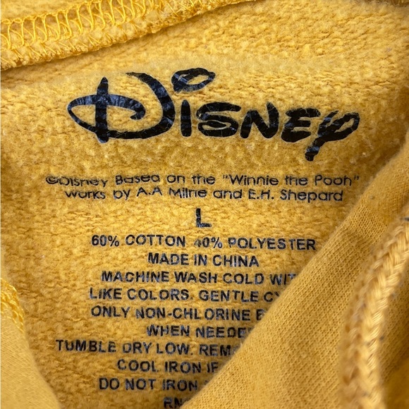 Women’s Distressed Winnie The Pooh Mood Yellow Hoodie Size Large - Picture 3 of 3